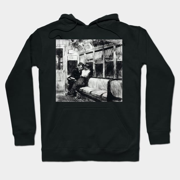 High Resolution Edward Hopper Night On The El Train 1918 Hoodie by tiokvadrat